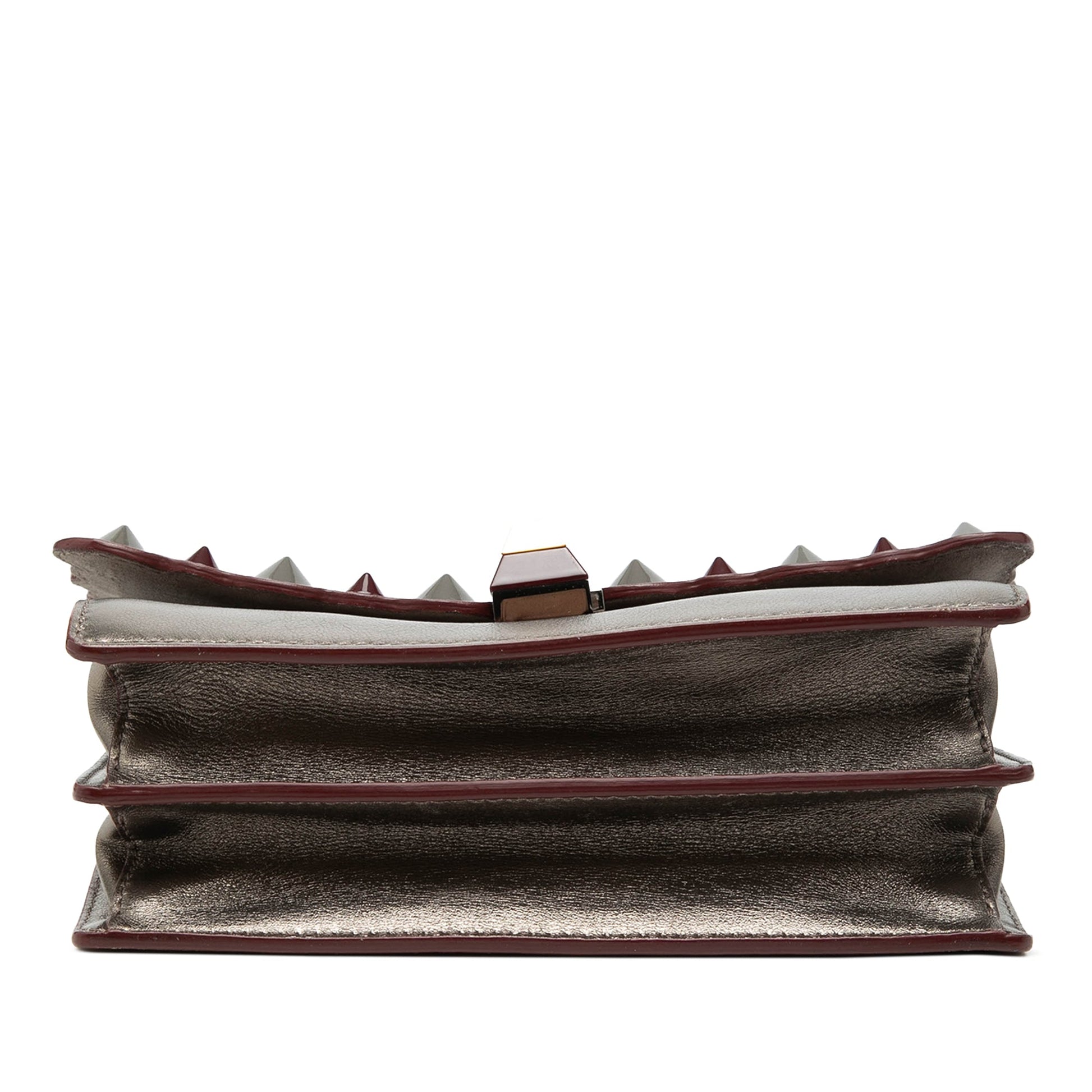 Fendi Mini Scalloped Metallic Studded Leather Kan I Crossbody