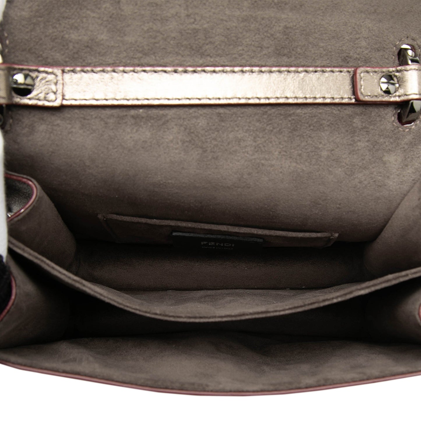Fendi Mini Scalloped Metallic Studded Leather Kan I Crossbody