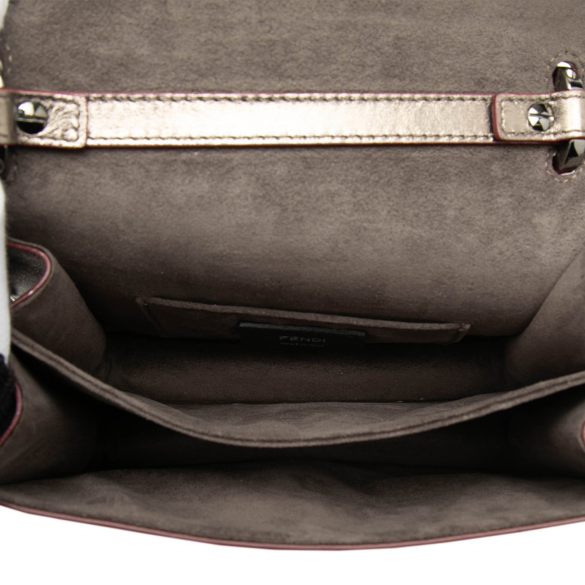 Fendi Mini Scalloped Metallic Studded Leather Kan I Crossbody