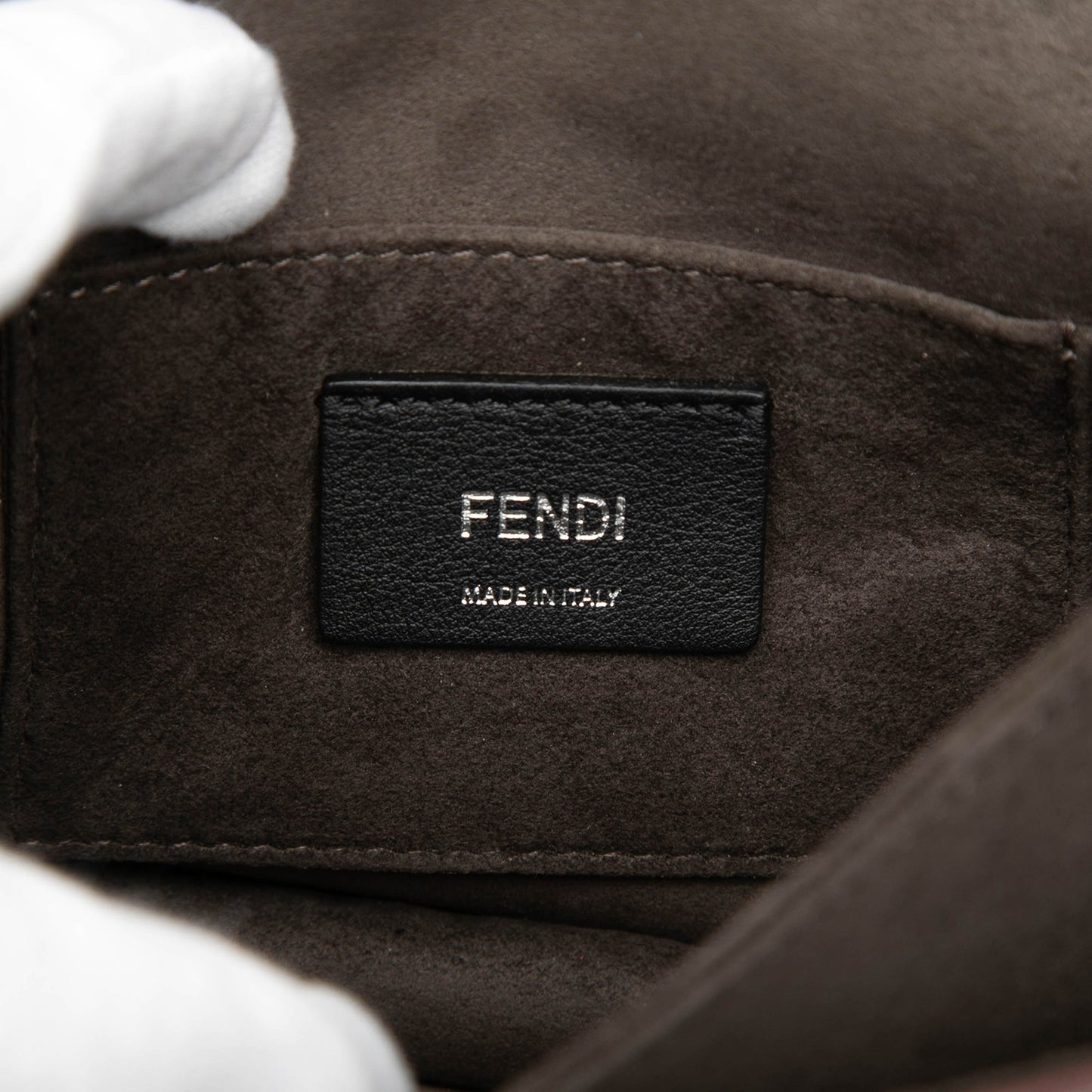 Fendi Mini Scalloped Metallic Studded Leather Kan I Crossbody