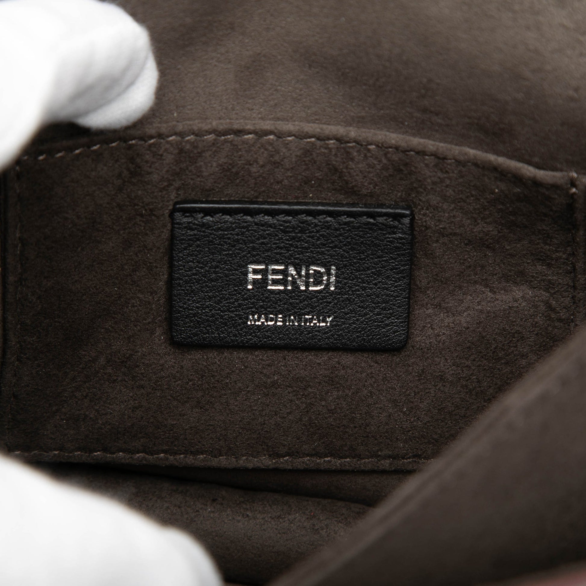 Fendi Mini Scalloped Metallic Studded Leather Kan I Crossbody