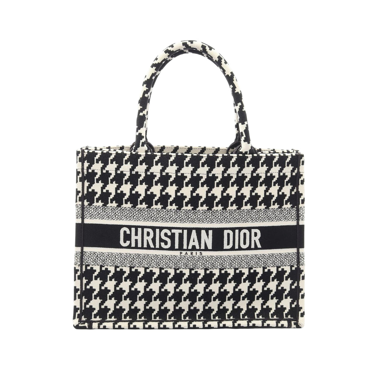 Dior Medium Canvas Houndstooth Embroidered Book Tote