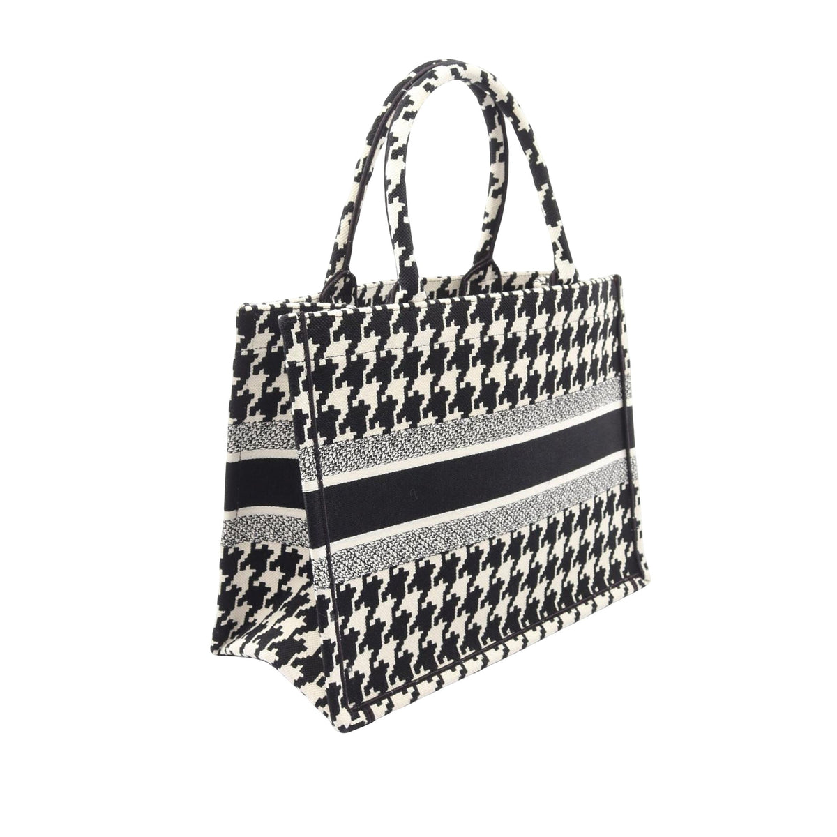 Dior Medium Canvas Houndstooth Embroidered Book Tote