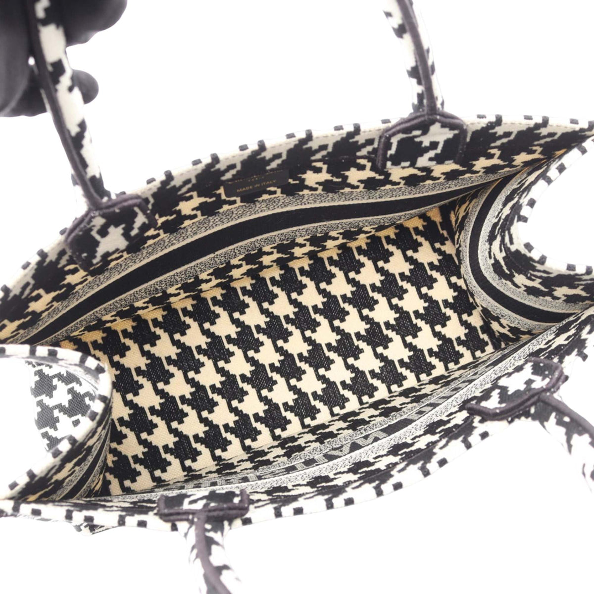 Dior Medium Canvas Houndstooth Embroidered Book Tote