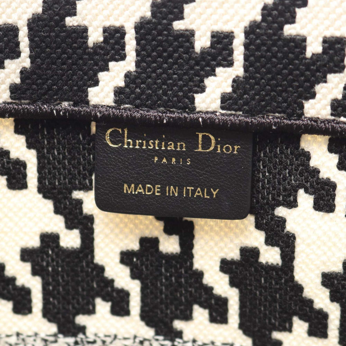Dior Medium Canvas Houndstooth Embroidered Book Tote