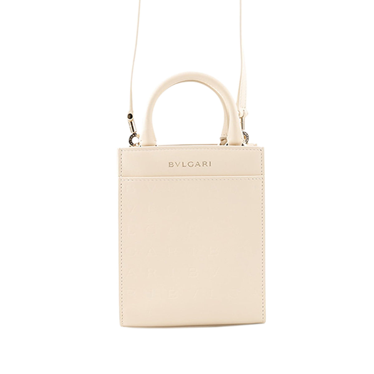 Bvlgari Mini Embossed Leather Logo Infinitum Satchel