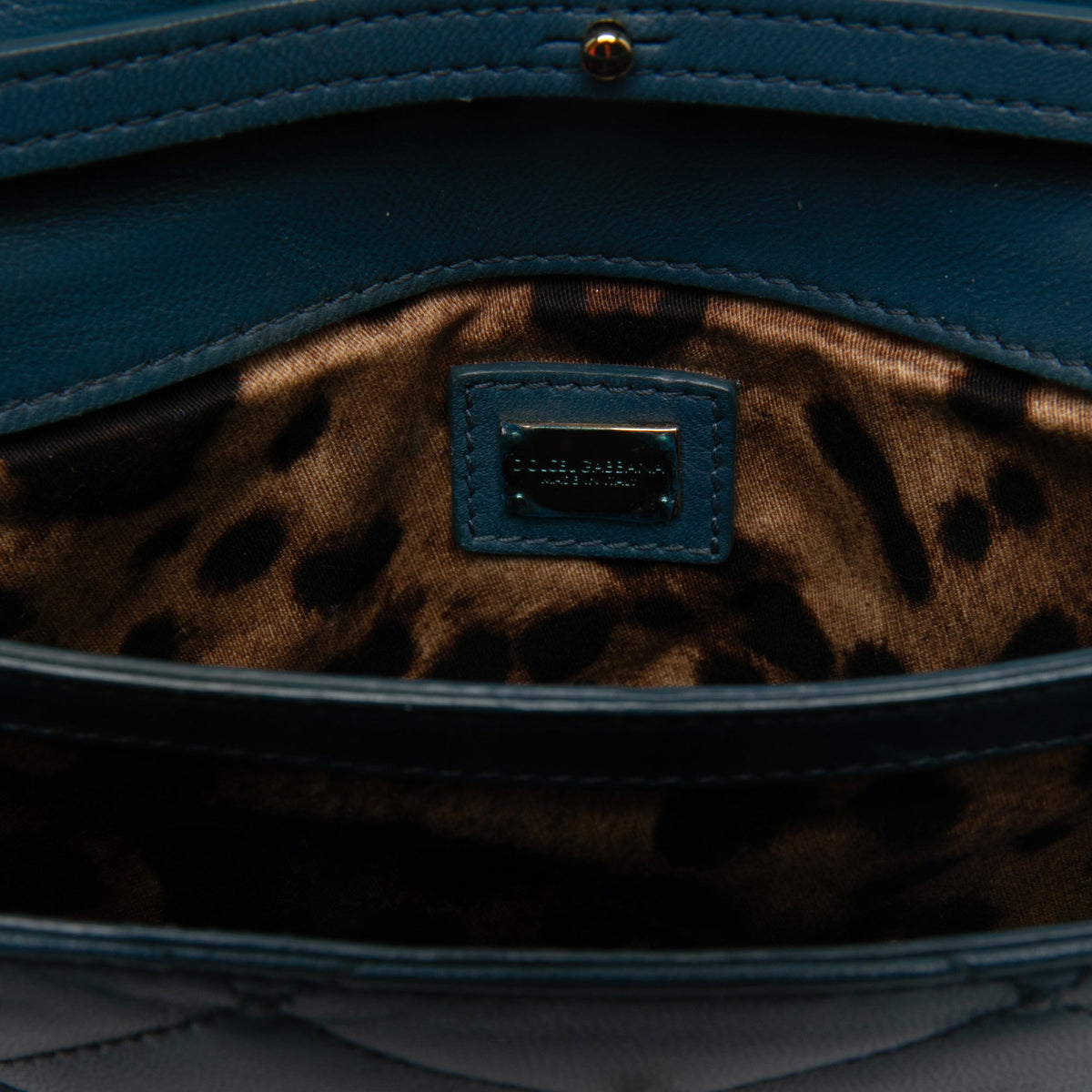 Dolce & Gabbana Quilted Leather Chain Crossbody — Blue