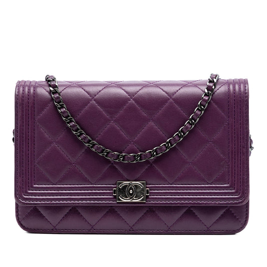 Chanel Quilted Lambskin Boy Wallet on Chain