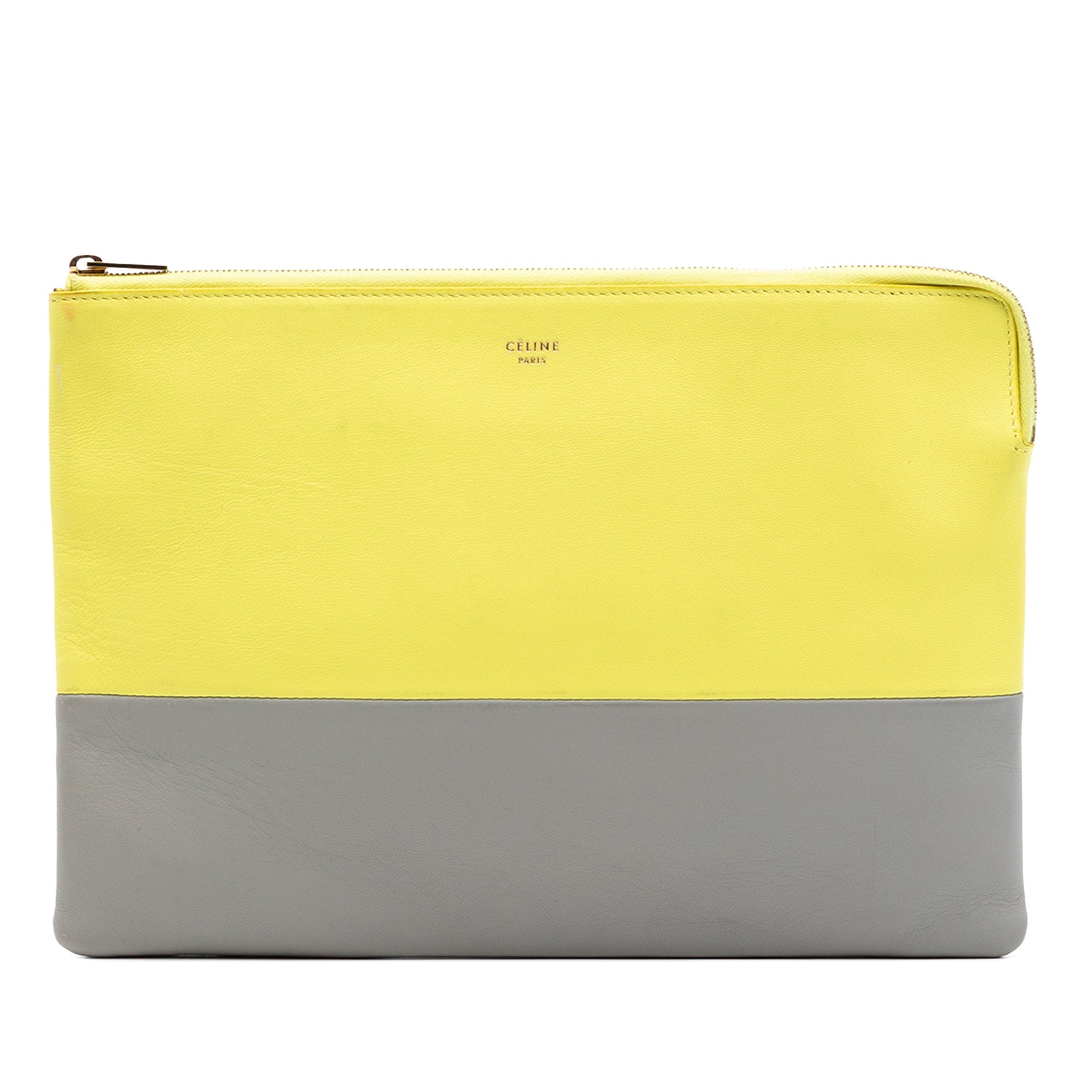 Bicolor Leather Solo Clutch