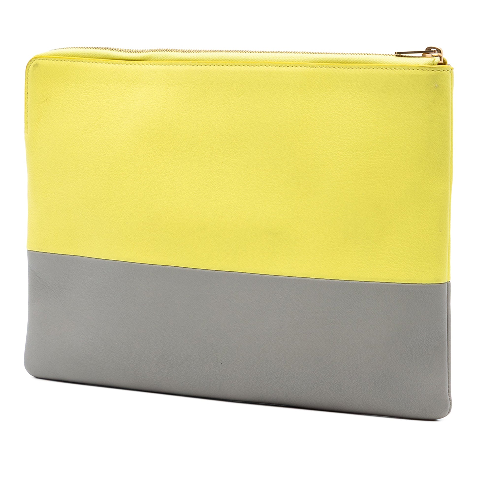 Bicolor Leather Solo Clutch