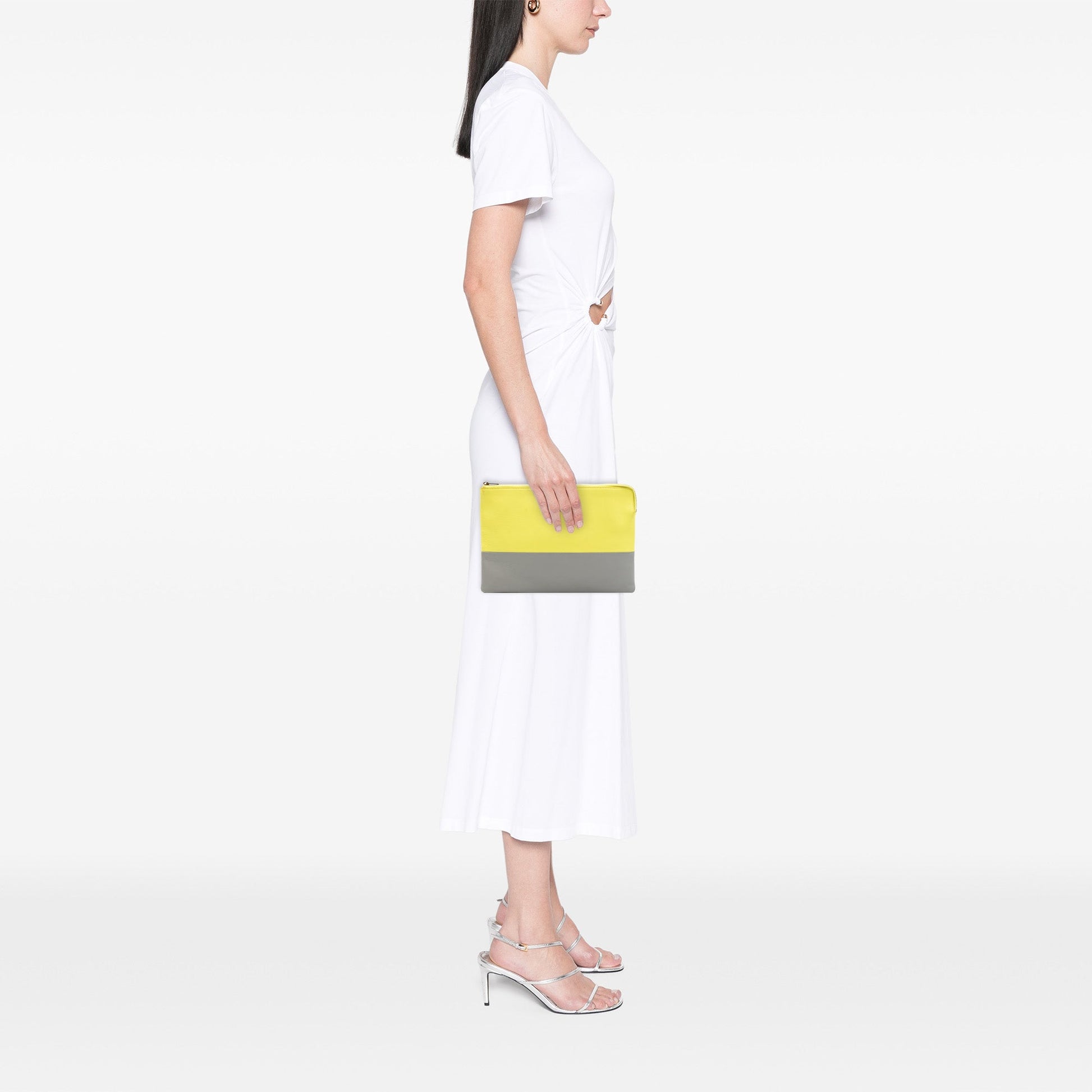 Bicolor Leather Solo Clutch