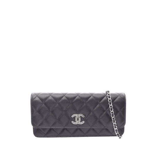Chanel CC Quilted Caviar Clutch With Chain