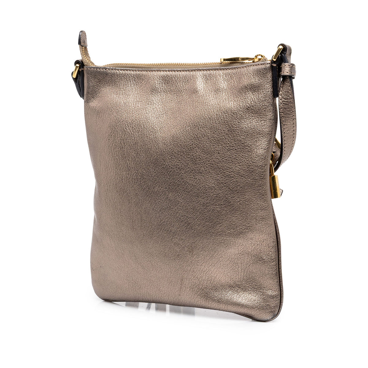 LOEWE Metallic Leather Anagram Crossbody — Gold