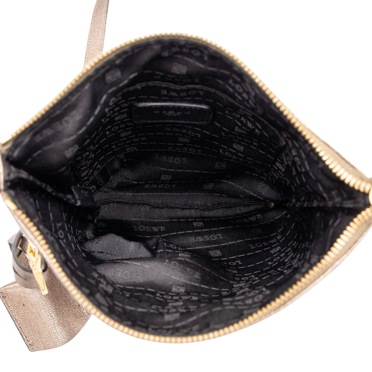 LOEWE Metallic Leather Anagram Crossbody — Gold