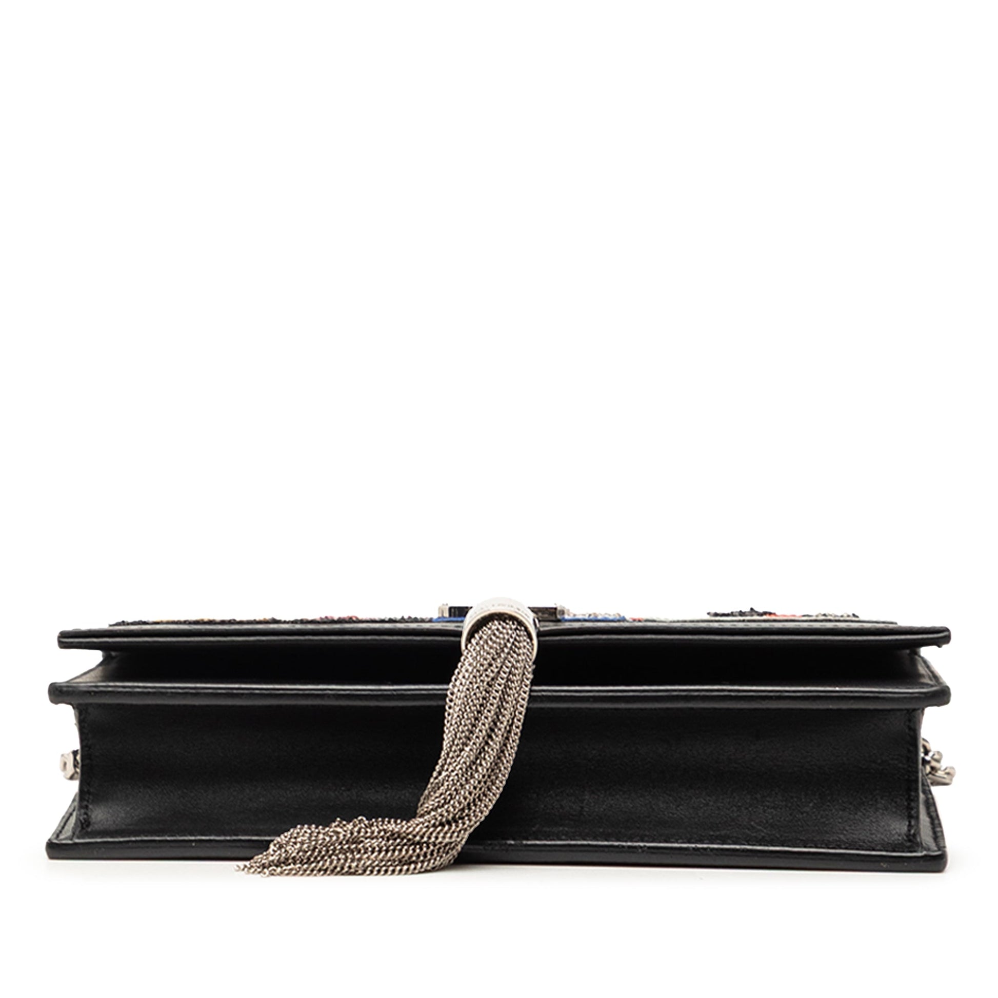 Saint Laurent Calfskin Cloud Star Applique Classic Monogram Kate Tassel Wallet on Chain