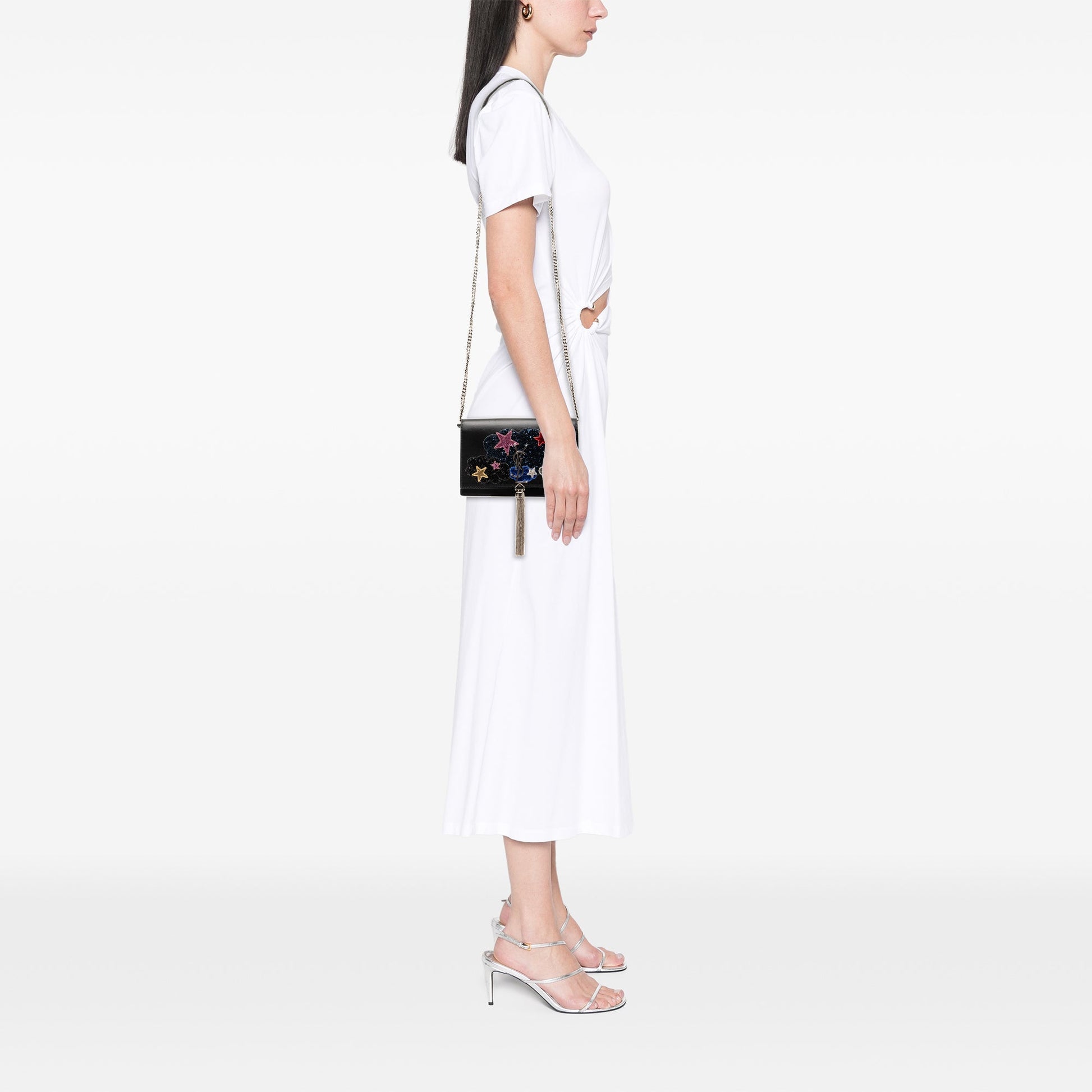 Saint Laurent Calfskin Cloud Star Applique Classic Monogram Kate Tassel Wallet on Chain