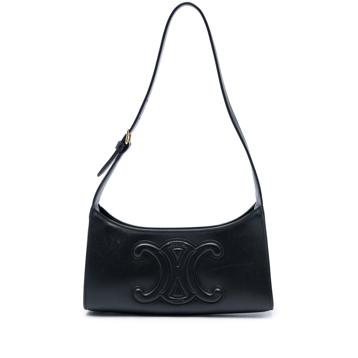 Celine Smooth Calfskin Cuir Triomphe Shoulder Bag — Black