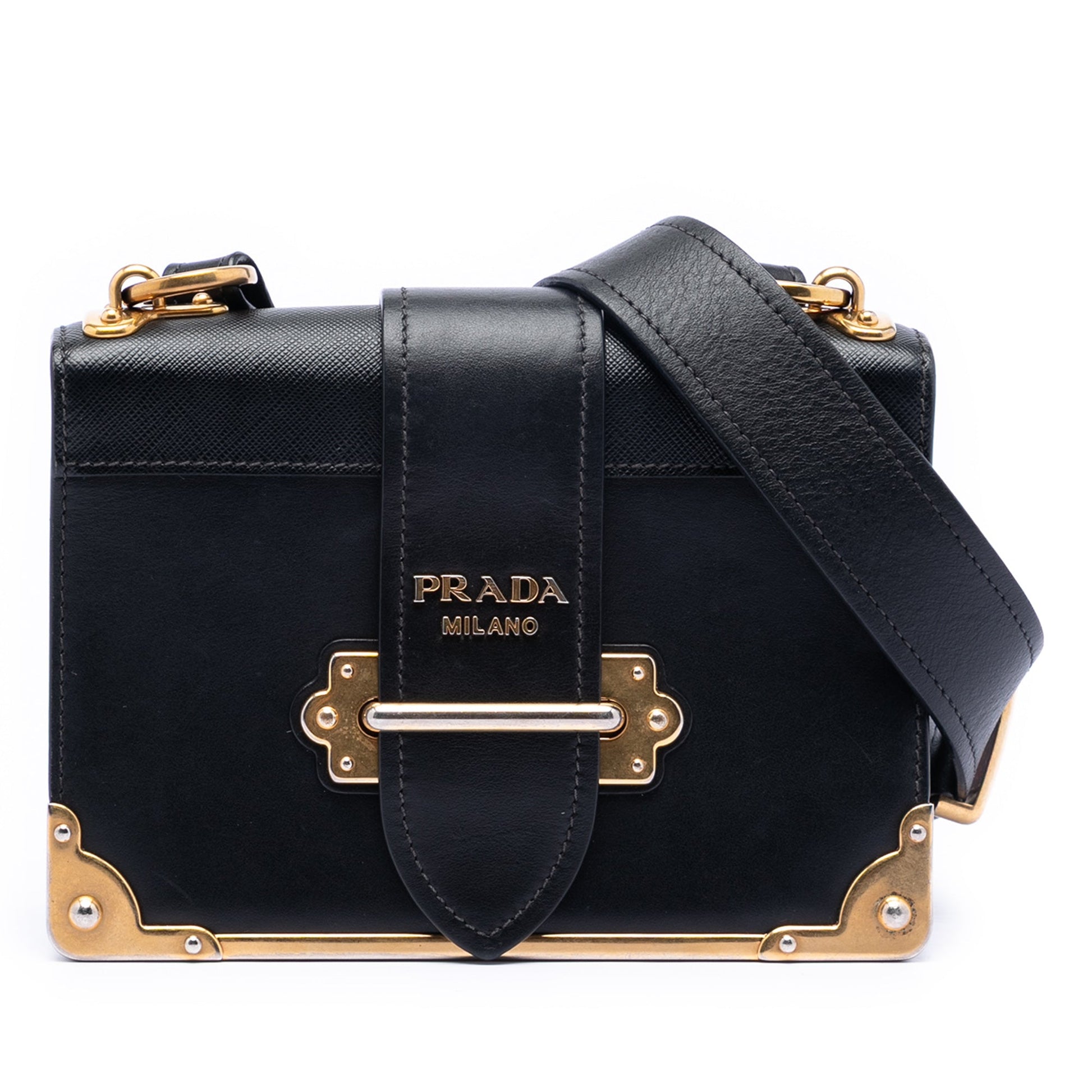 Prada Saffiano Trimmed City Calf Cahier Crossbody