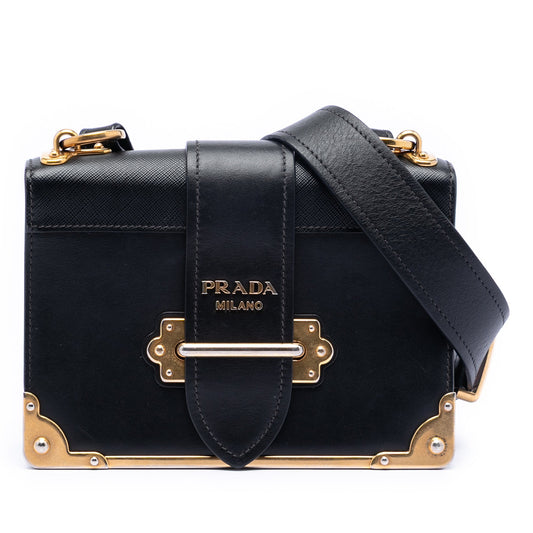 Prada Saffiano Trimmed City Calf Cahier Crossbody