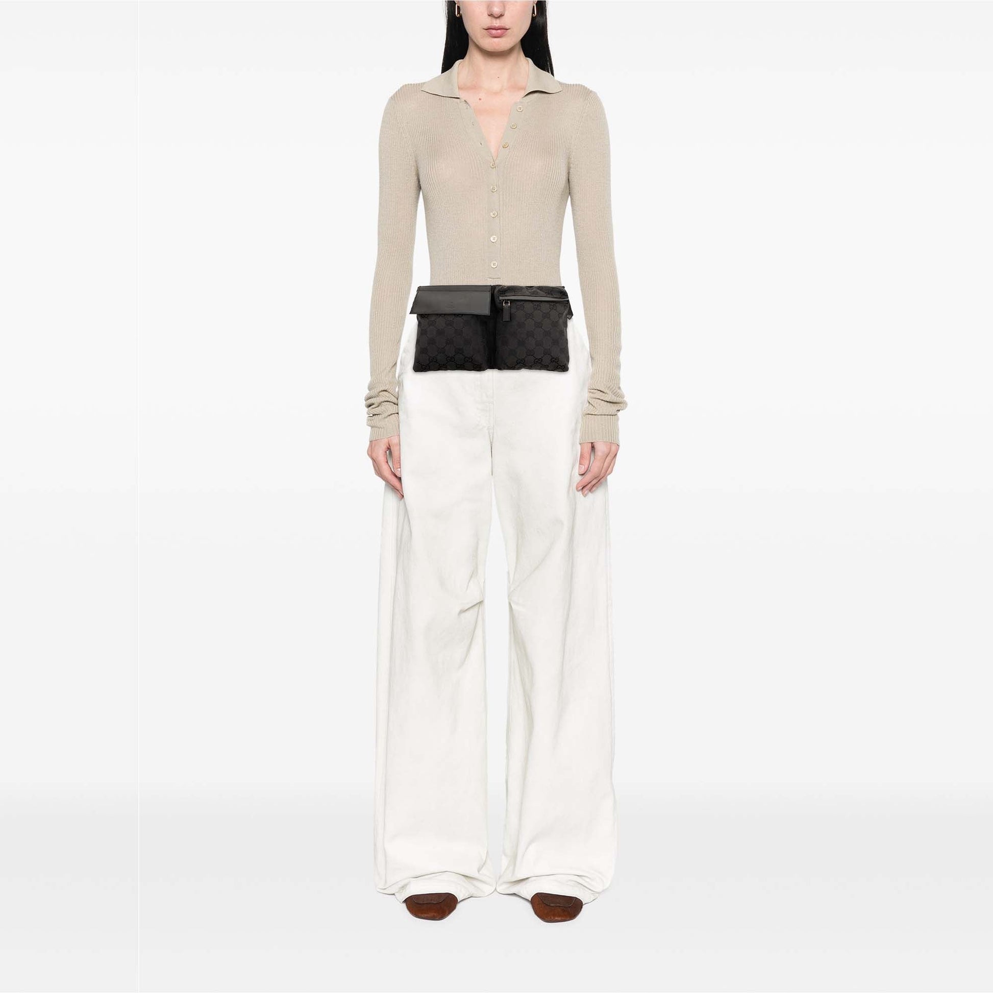 Gucci GG Canvas Double Pocket Belt Bag