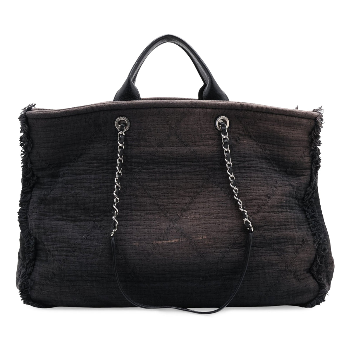 Chanel Large Canvas Double Face Shopping Tote — Black