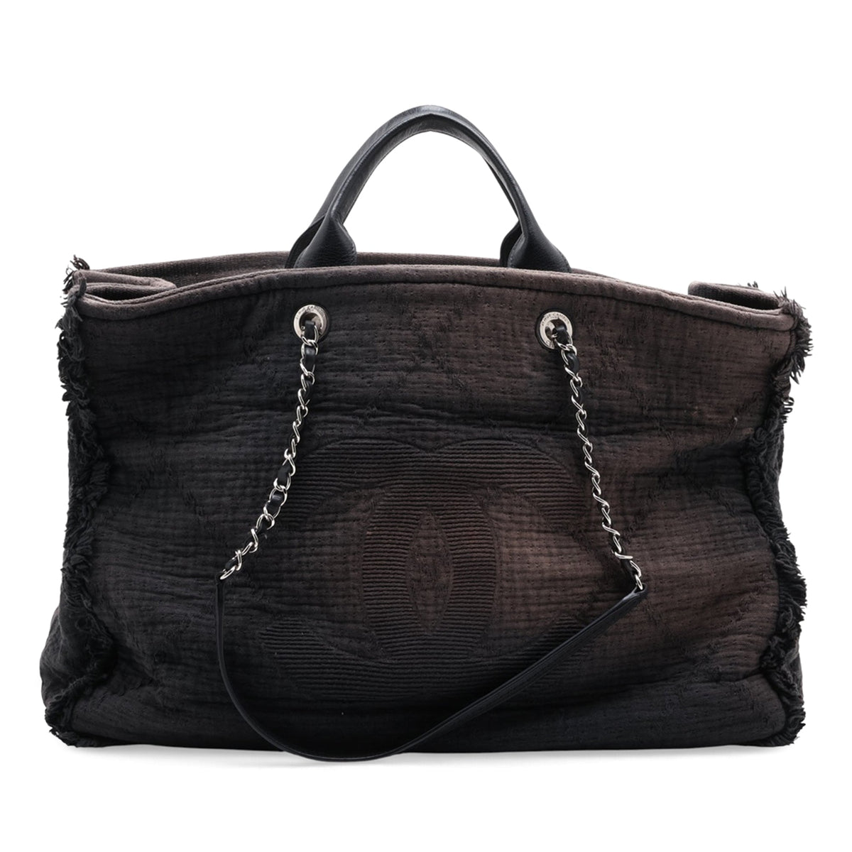 Chanel Large Canvas Double Face Shopping Tote — Black