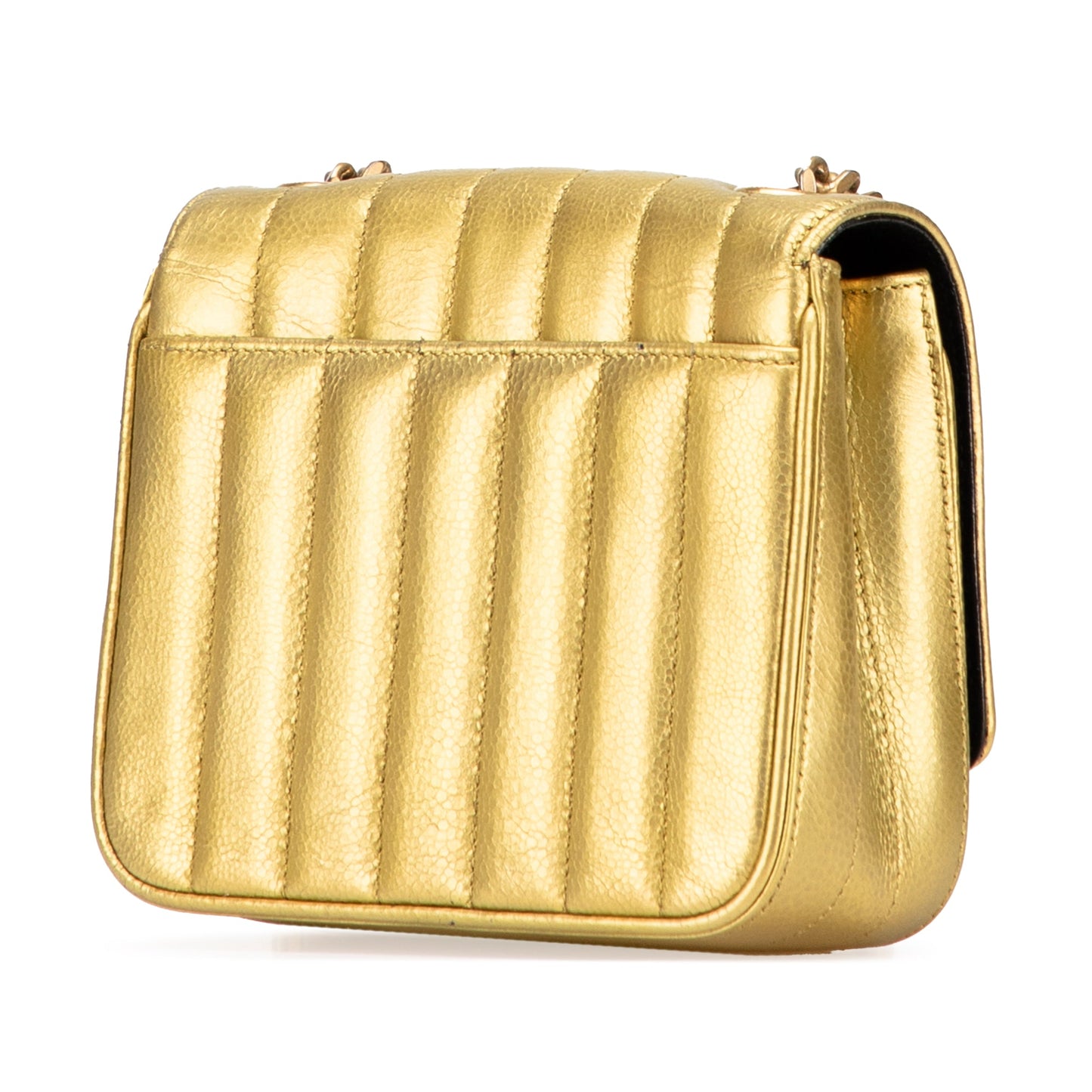 Saint Laurent Small Metallic Grain De Poudre Monogram Vicky Chain Bag