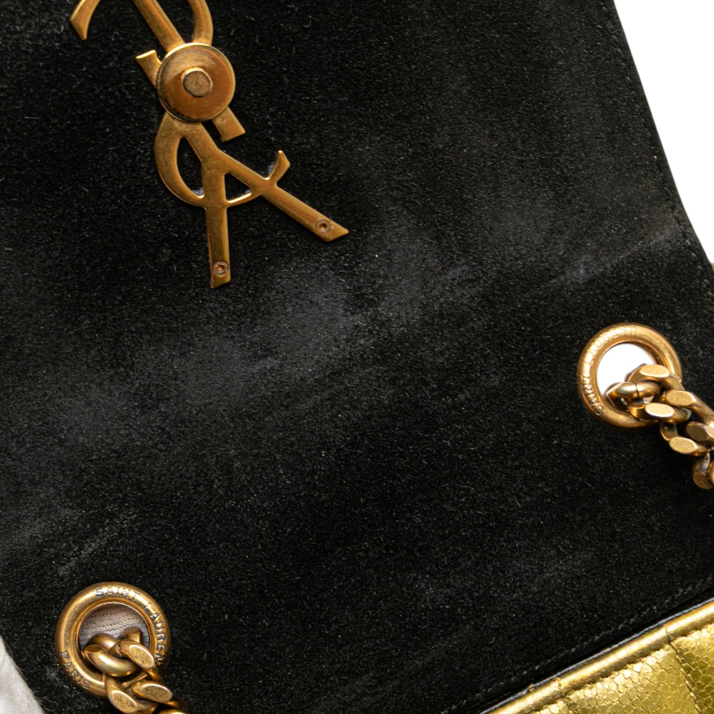 Saint Laurent Small Metallic Grain De Poudre Monogram Vicky Chain Bag