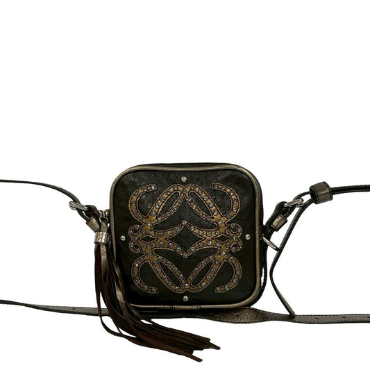 LOEWE Mini Jeweled Leather Anagram Tassel Crossbody