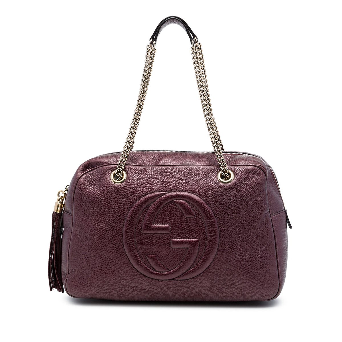 Gucci Metallic Leather Soho Chain Shoulder — Red