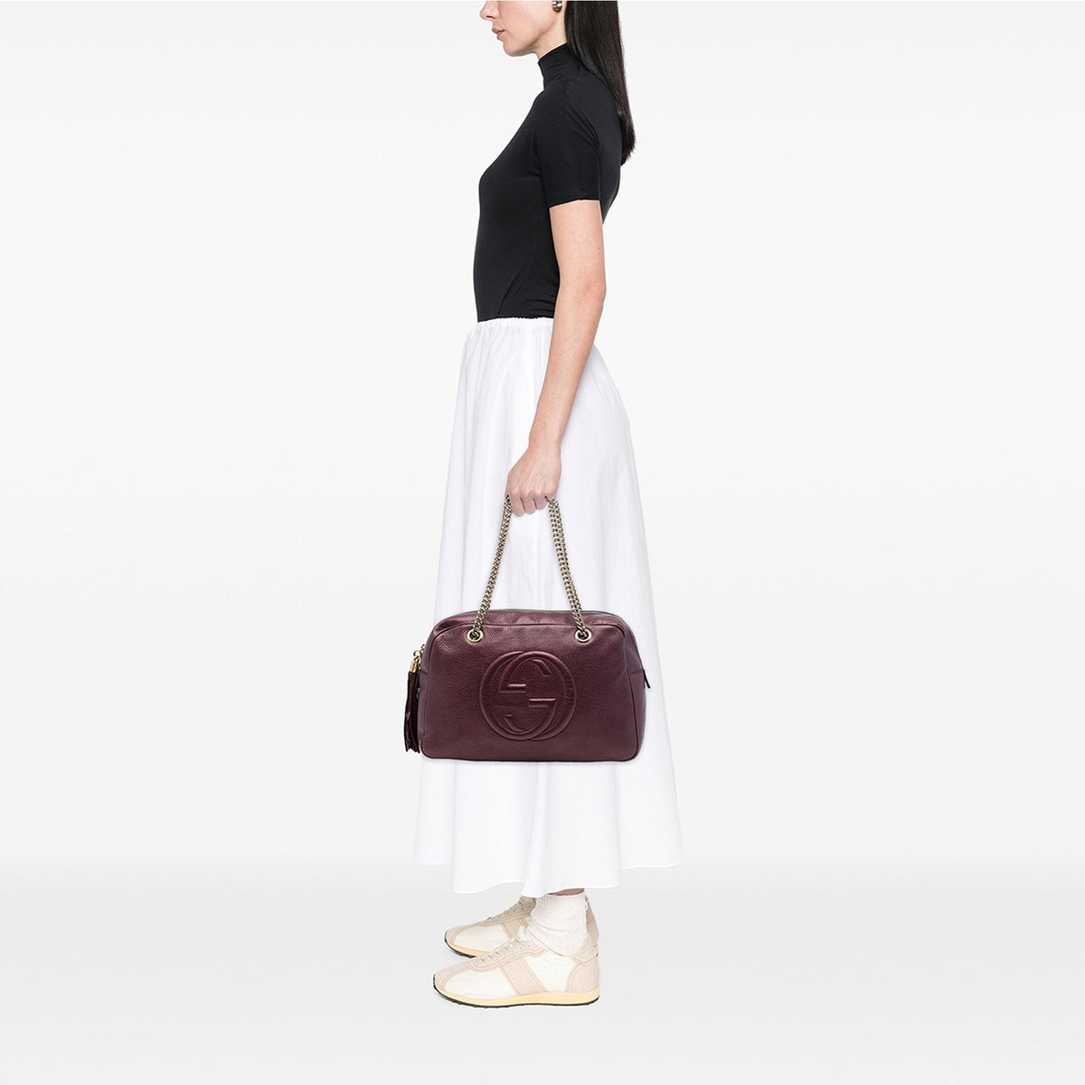 Gucci Metallic Leather Soho Chain Shoulder — Red