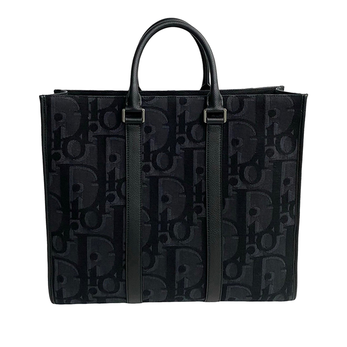 Dior Maxi Oblique Canvas East West Tote — Black