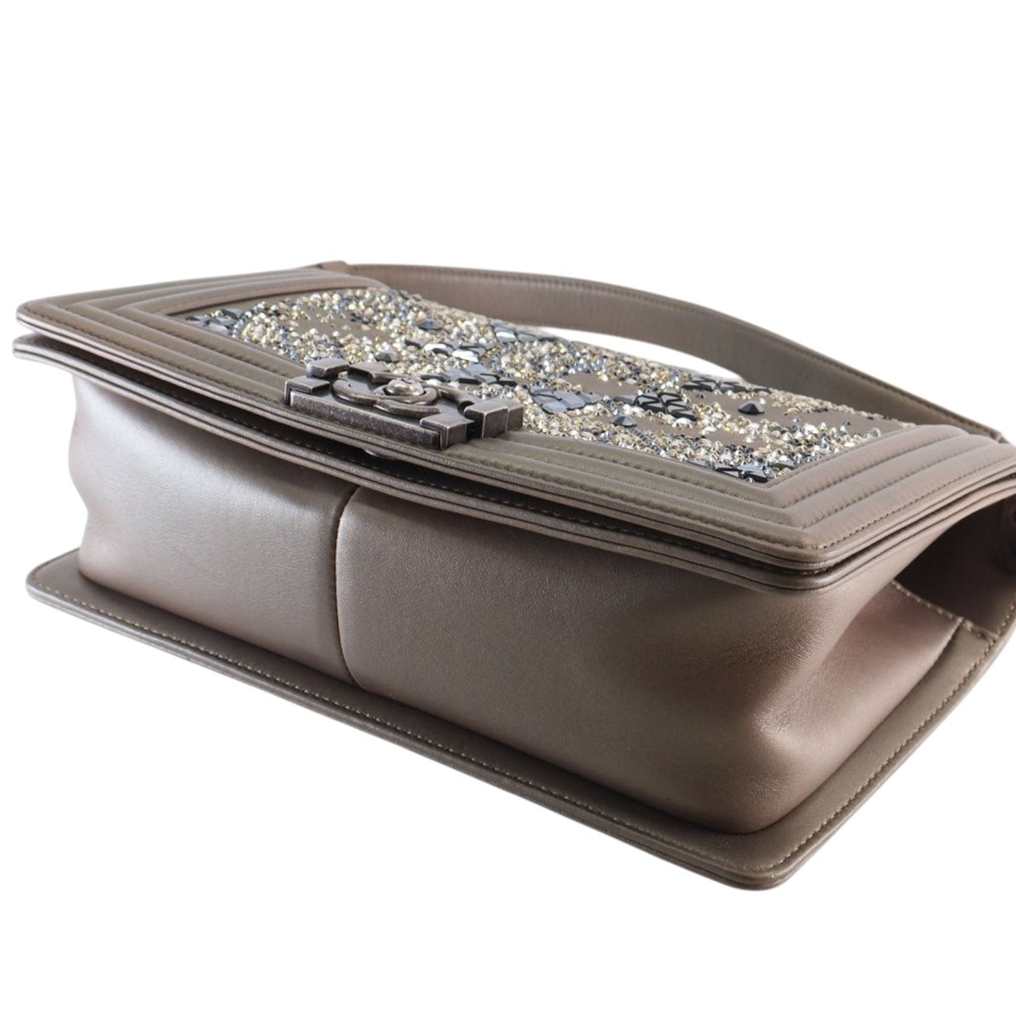 Chanel Old Medium Metallic Goatskin Crystal Boy Flap
