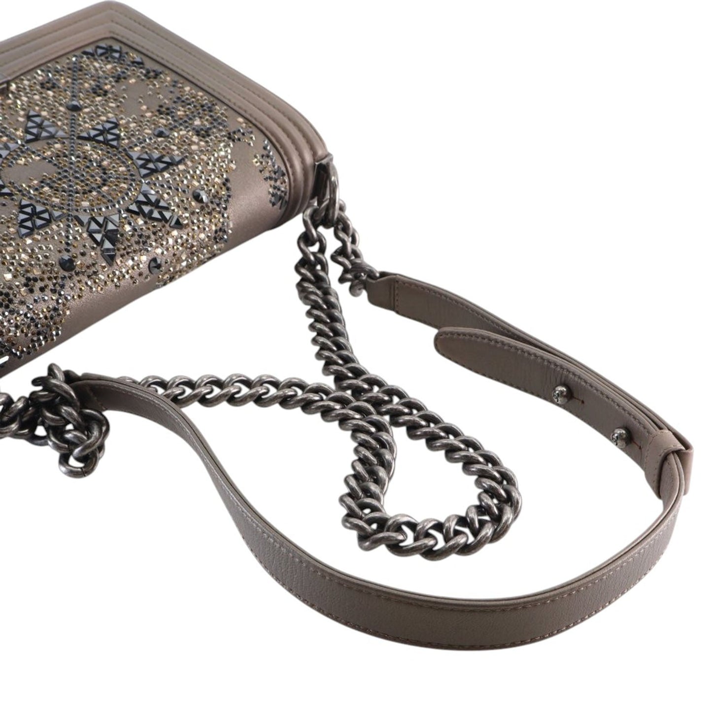 Chanel Old Medium Metallic Goatskin Crystal Boy Flap