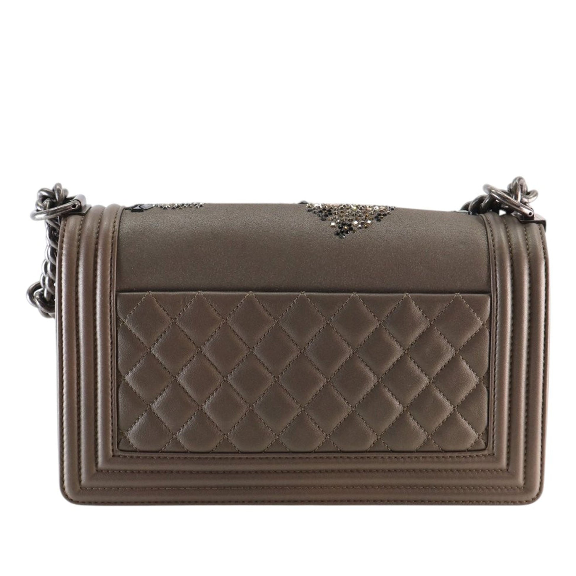 Chanel Old Medium Metallic Goatskin Crystal Boy Flap
