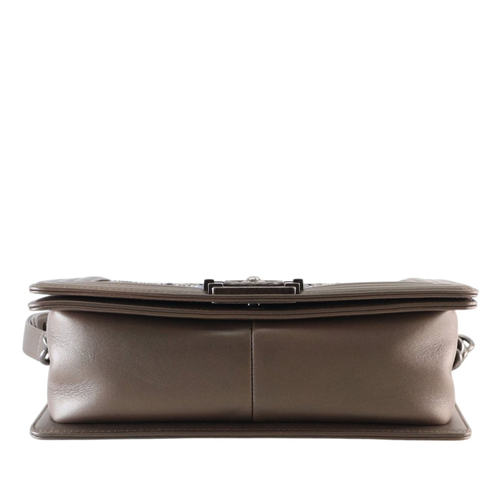 Chanel Old Medium Metallic Goatskin Crystal Boy Flap