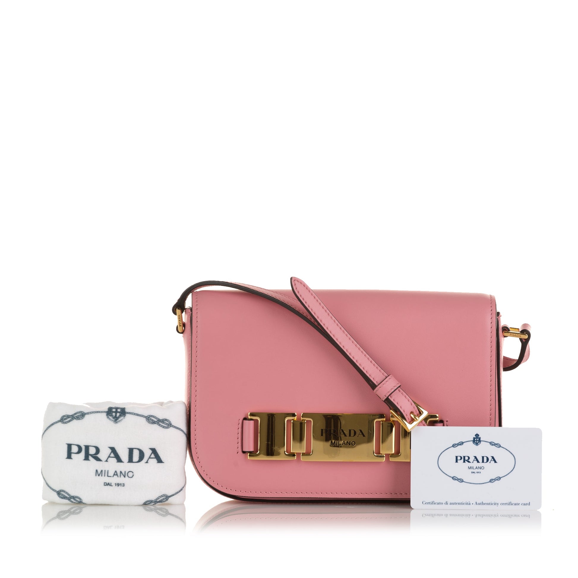 Prada Glace Calf Studded Etiquette Crossbody
