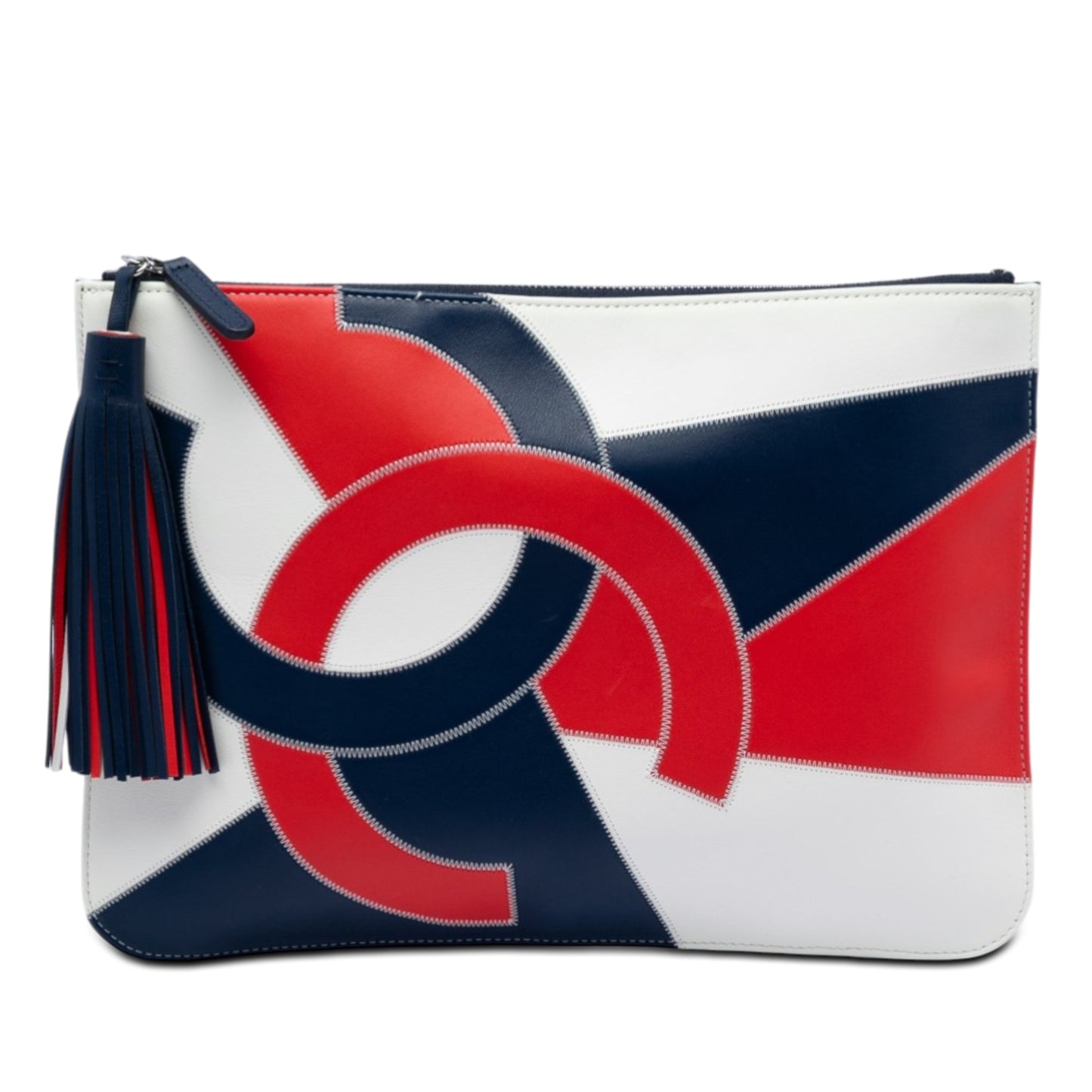 CC Lambskin Patchwork Tassel Clutch