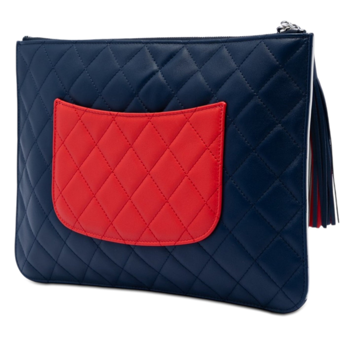 CC Lambskin Patchwork Tassel Clutch