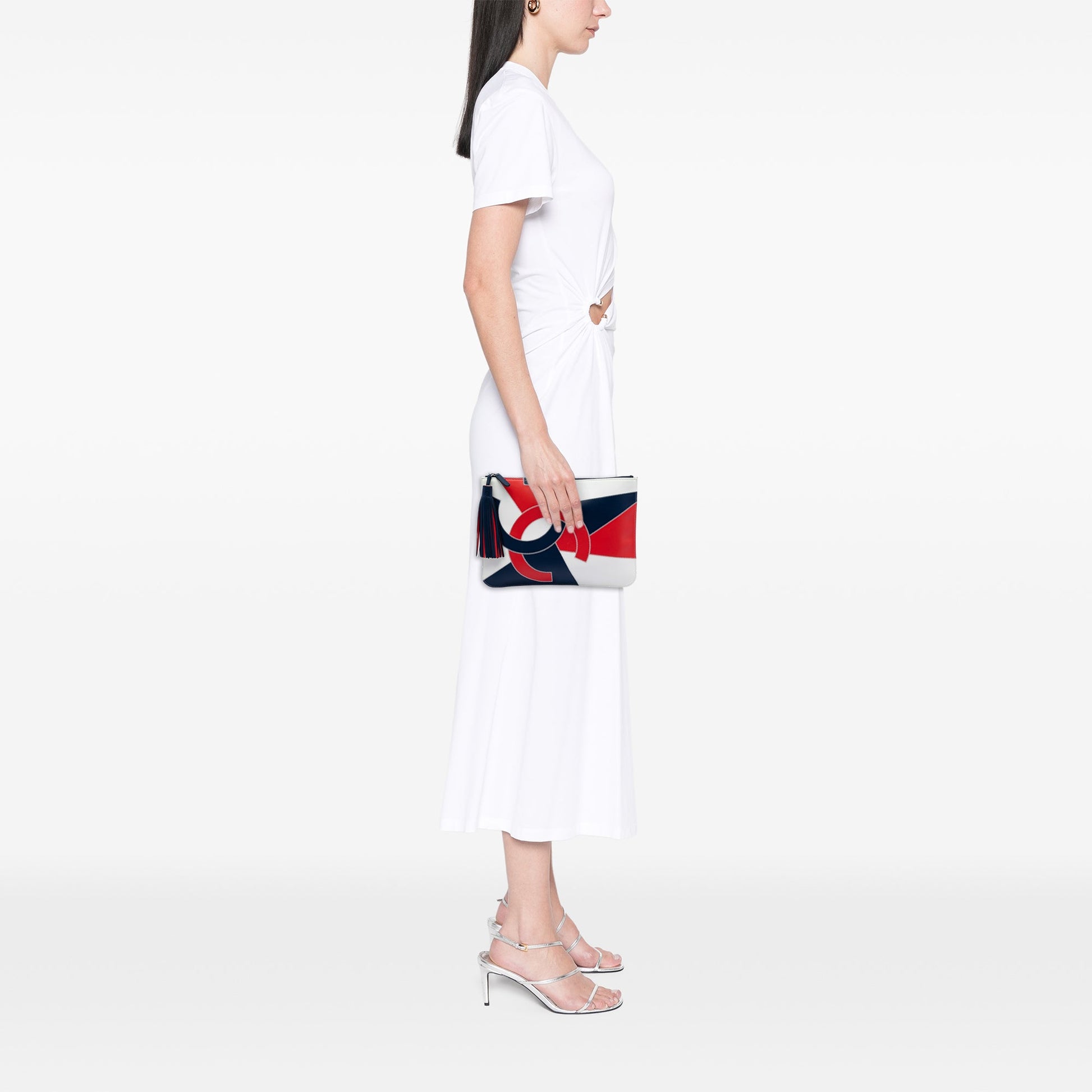 CC Lambskin Patchwork Tassel Clutch