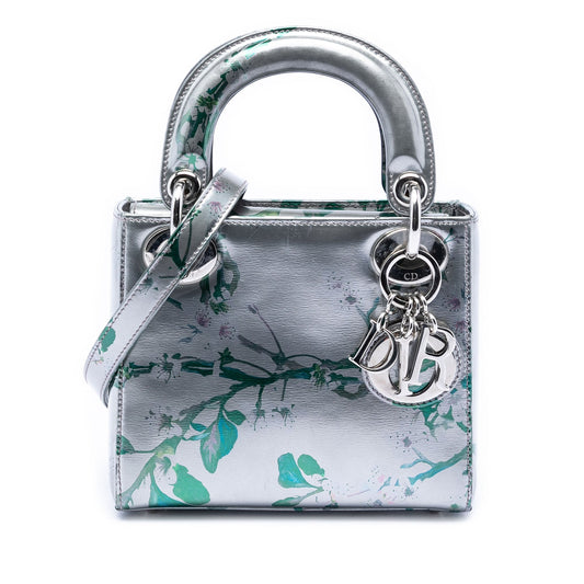 Dior Mini Metallic Lambskin Floral Printed Lady Dior