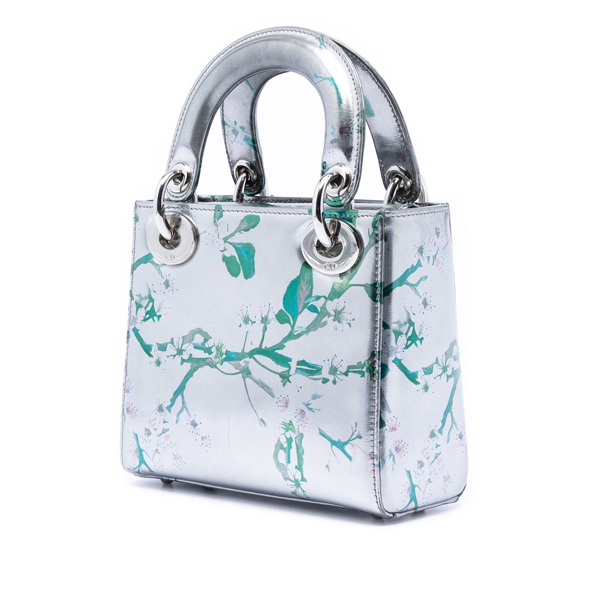 Dior Mini Metallic Lambskin Floral Printed Lady Dior