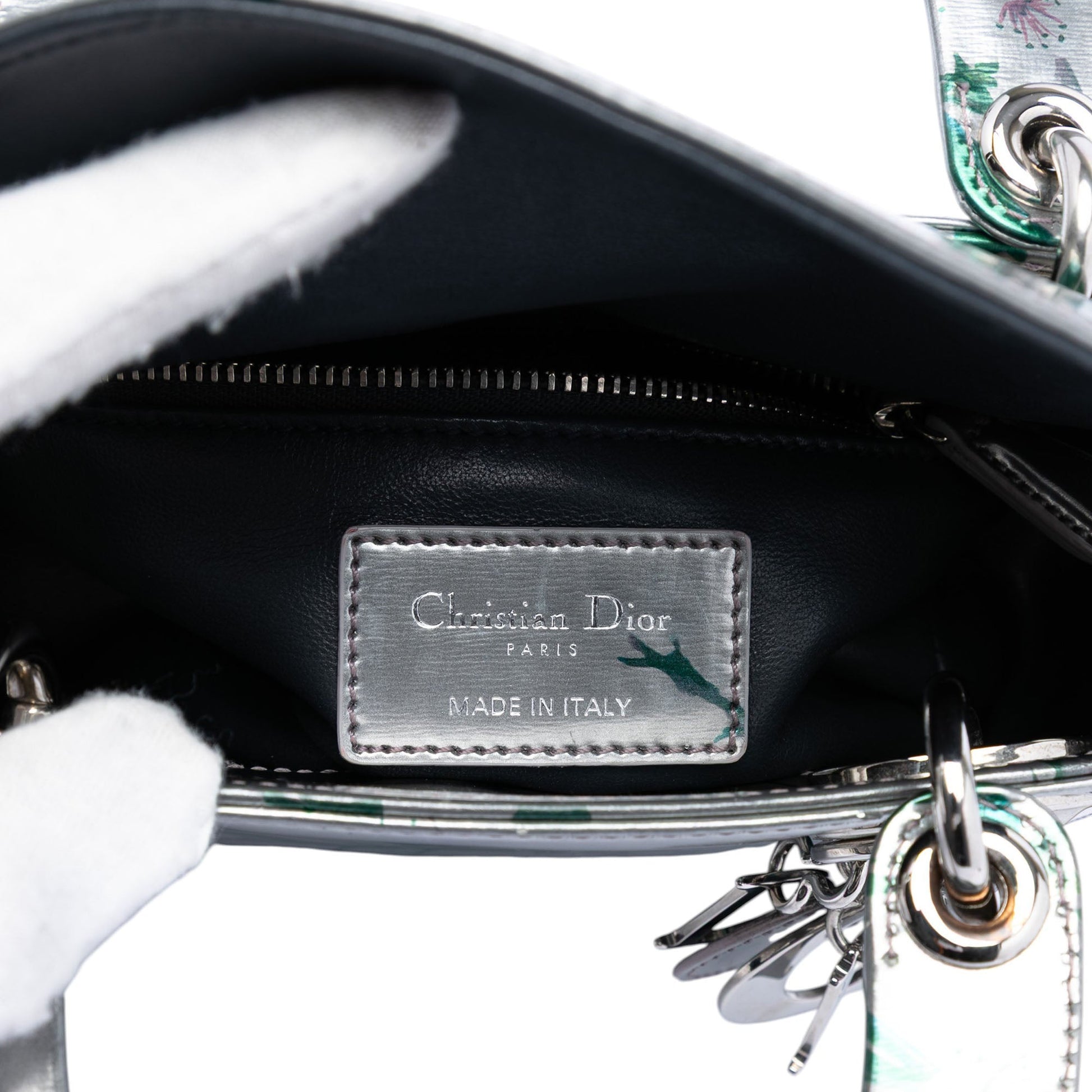 Dior Mini Metallic Lambskin Floral Printed Lady Dior
