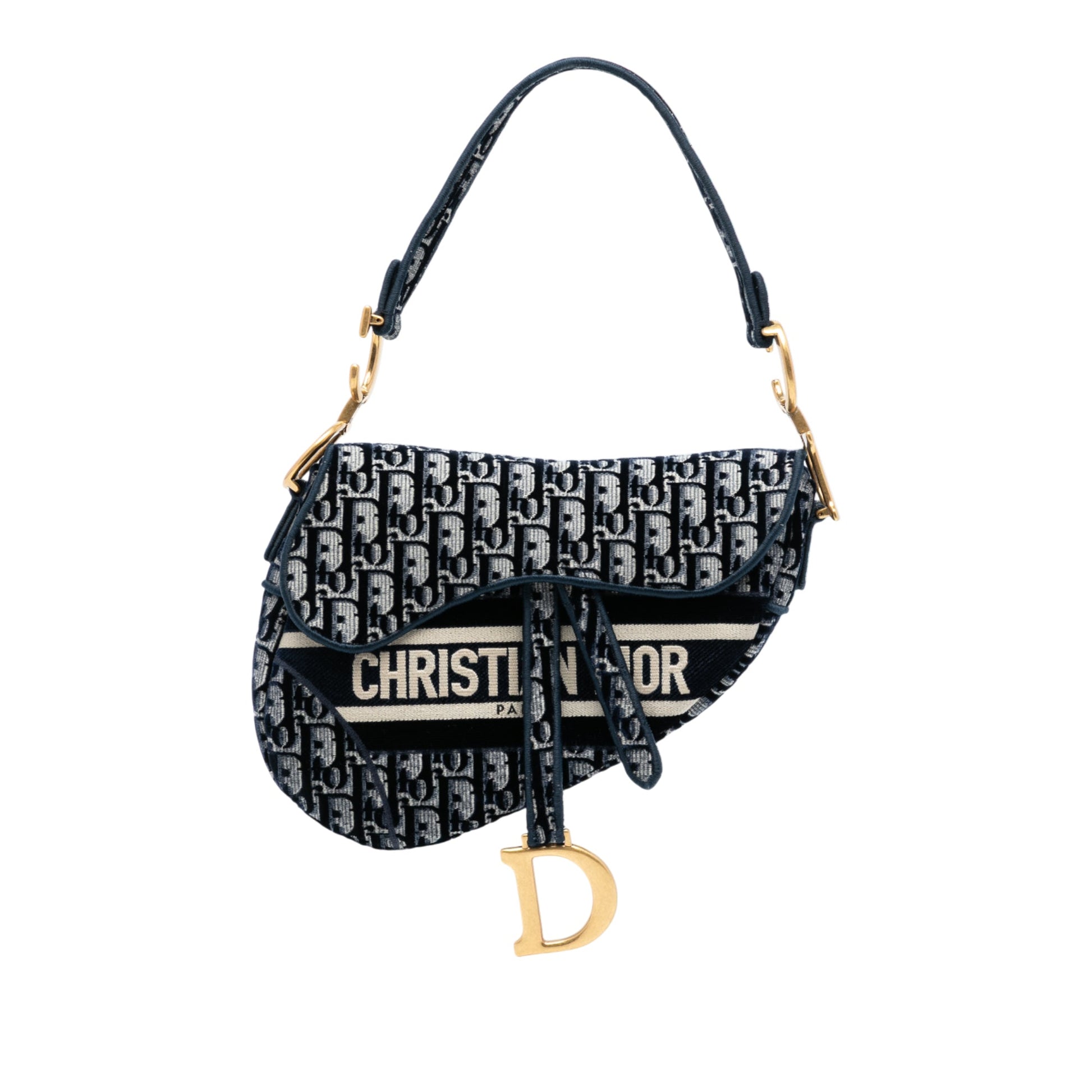 Dior Oblique Embroidered Velvet Saddle Bag