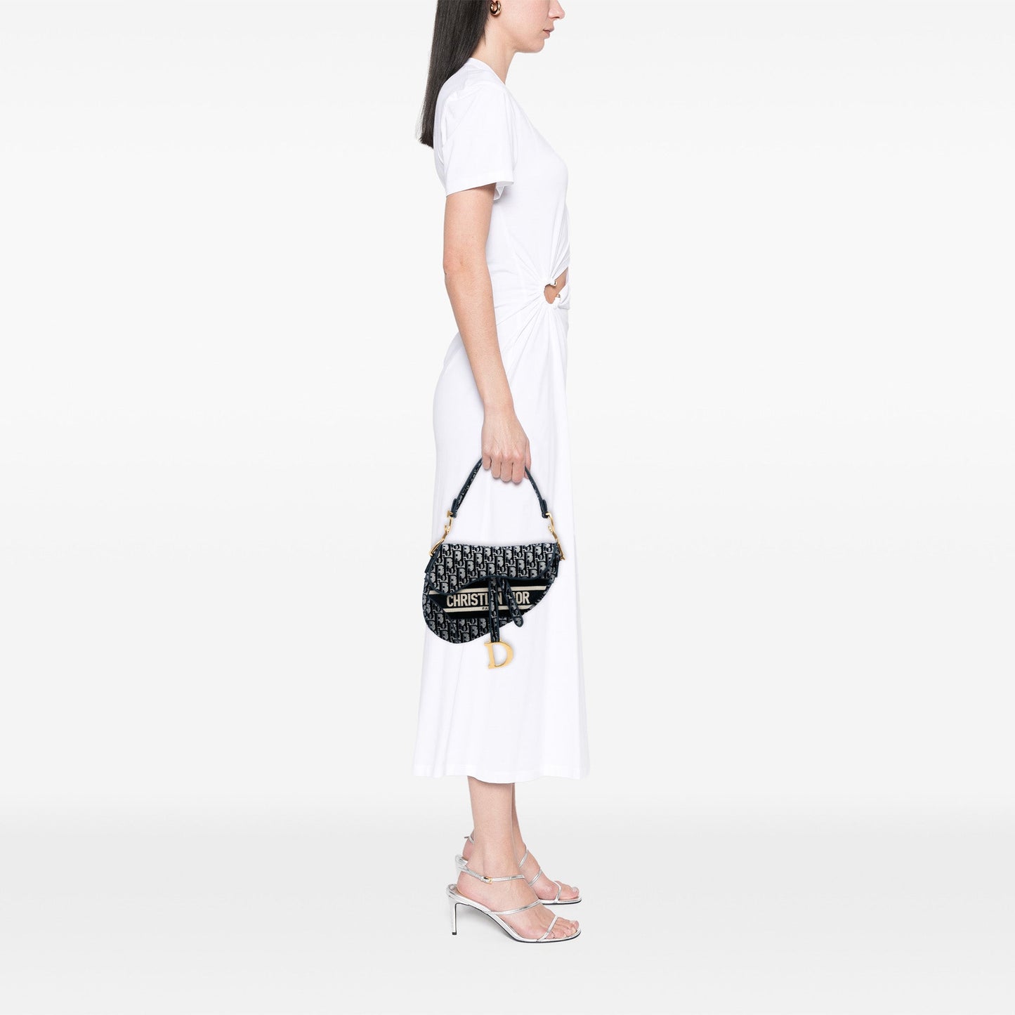Dior Oblique Embroidered Velvet Saddle Bag
