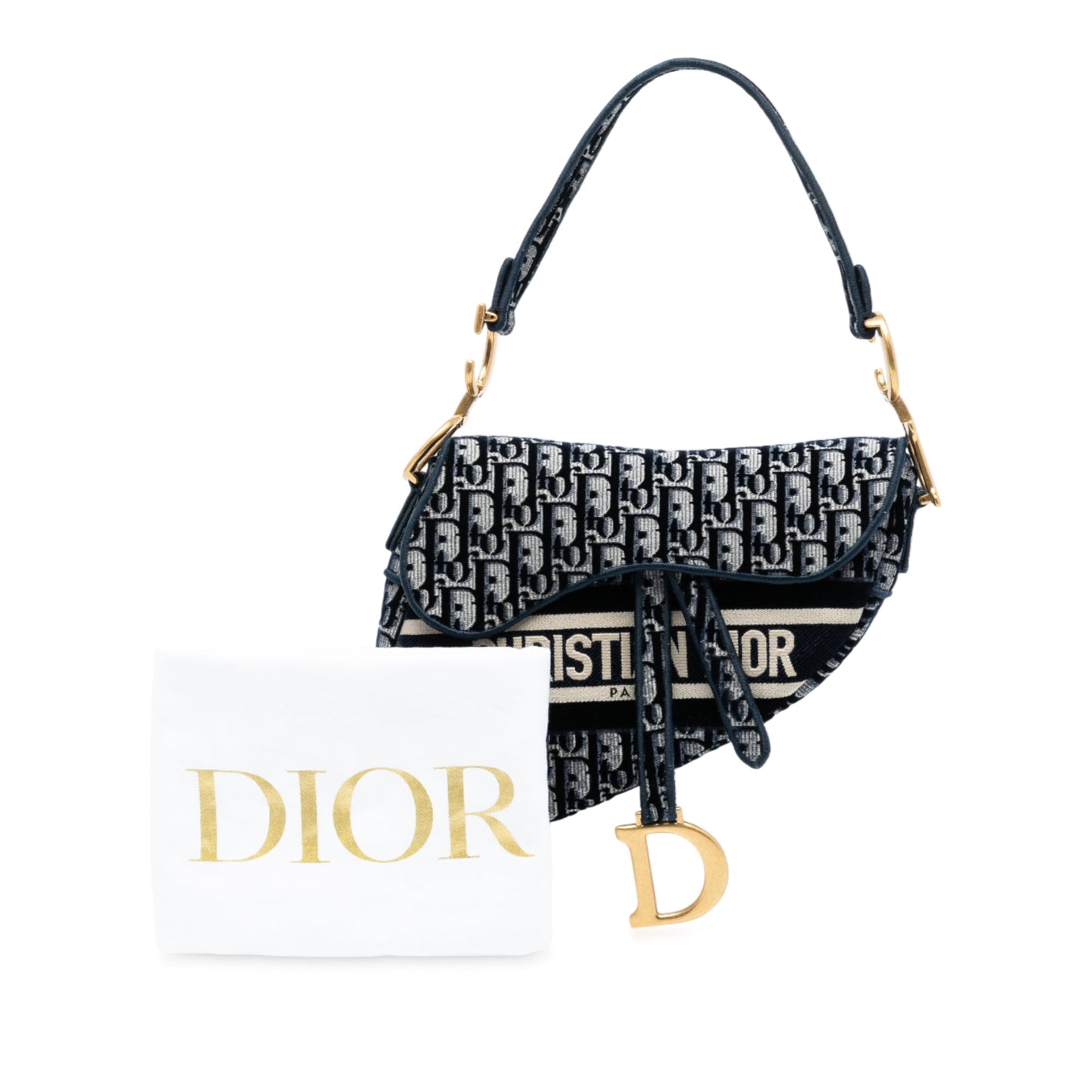 Dior Oblique Embroidered Velvet Saddle Bag