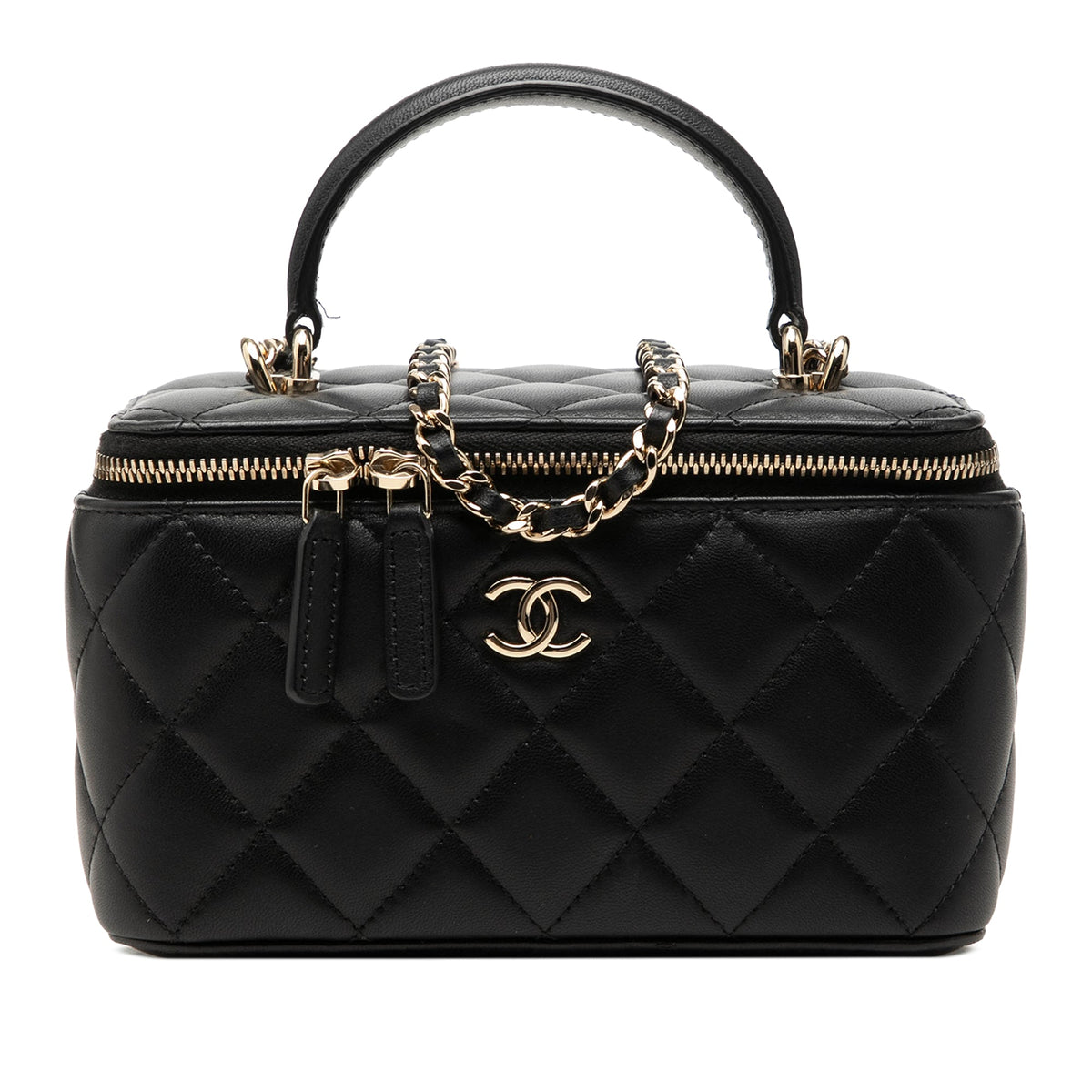 Chanel Small Lambskin Top Handle Vanity Case with Chain