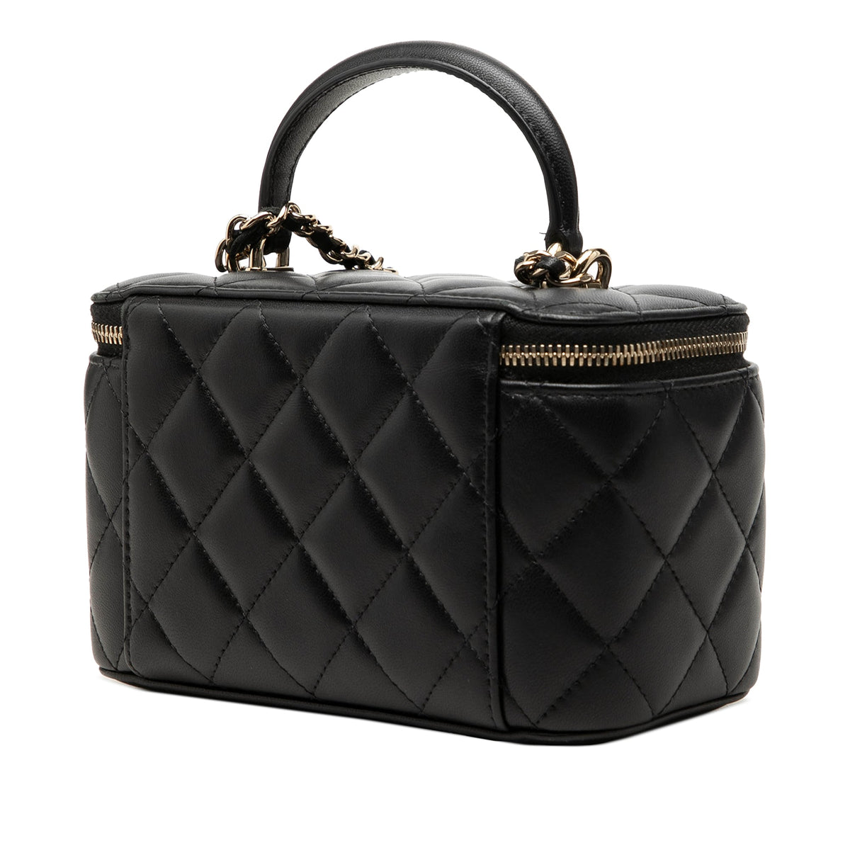 Chanel Small Lambskin Top Handle Vanity Case with Chain