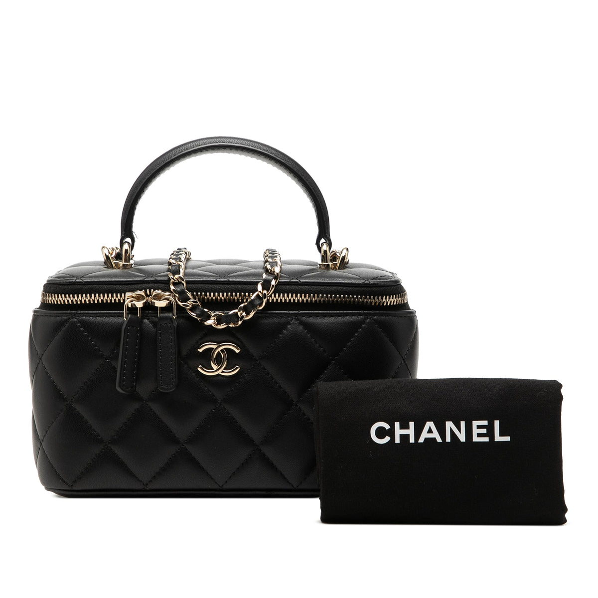 Chanel Small Lambskin Top Handle Vanity Case with Chain