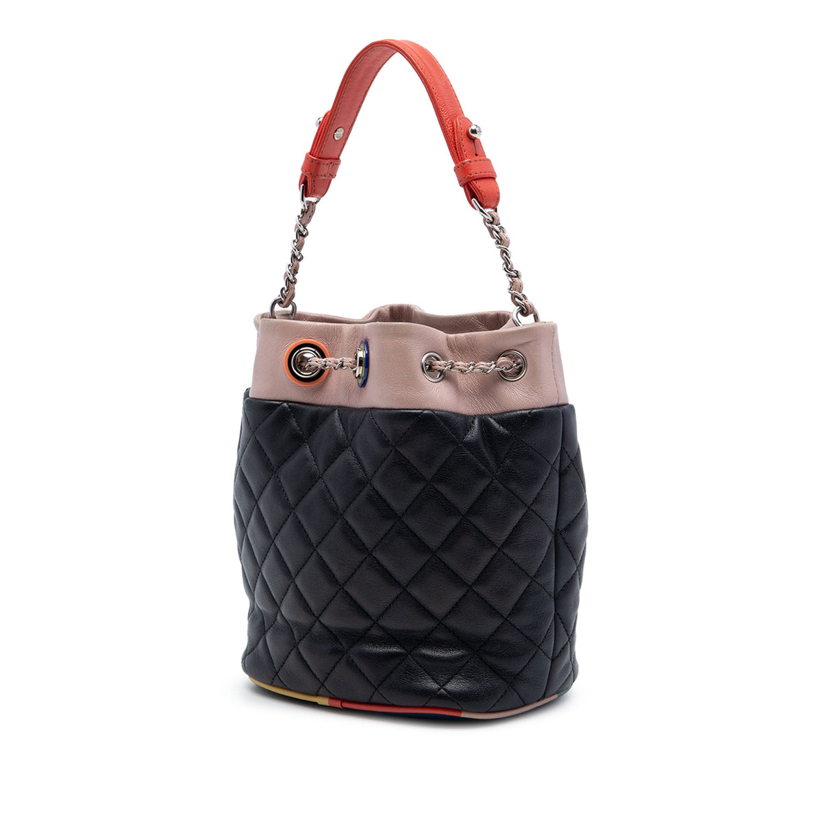 Chanel CC Multicolor Quilted Lambskin Cuba Drawstring Bucket Bag — Black
